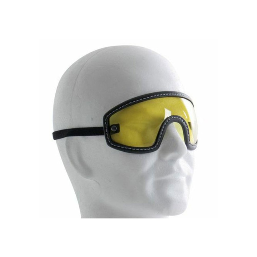 CHAFT paire de lunettes pour casque jet rétro moto scooter en cuir noir
