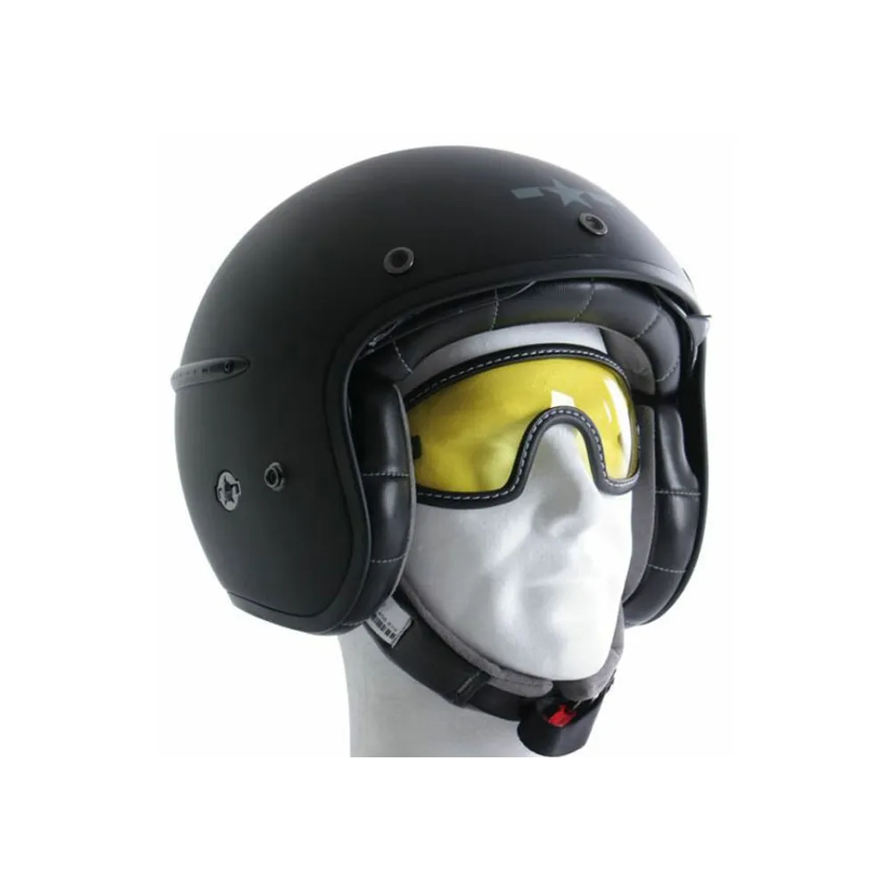 CHAFT google for motorcycle scooter jet helmet in black leather