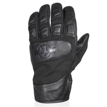 HARISSON MARSHALL man summer motorcycle scooter leather & textile gloves black 