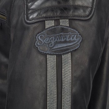 SEGURA blouson moto VENTURA cuir homme VINTAGE toutes saisons étanche noir-gris SCB1498