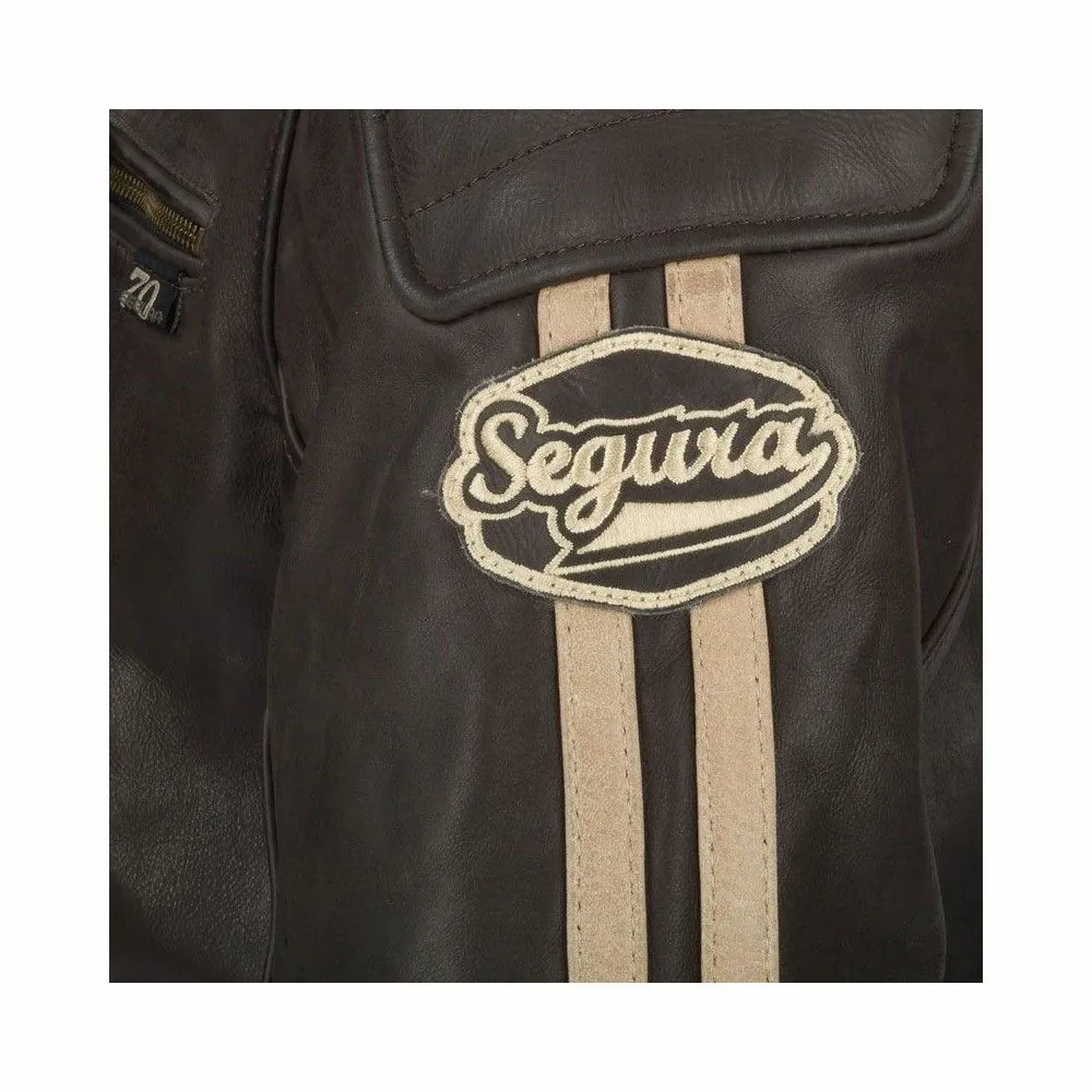 SEGURA blouson moto VENTURA cuir homme VINTAGE toutes saisons étanche marron-beige SCB1494