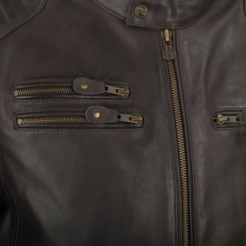 SEGURA motorcycle VENTURA vintage all seasons man leather waterproof jacket brown-beige SCB1494