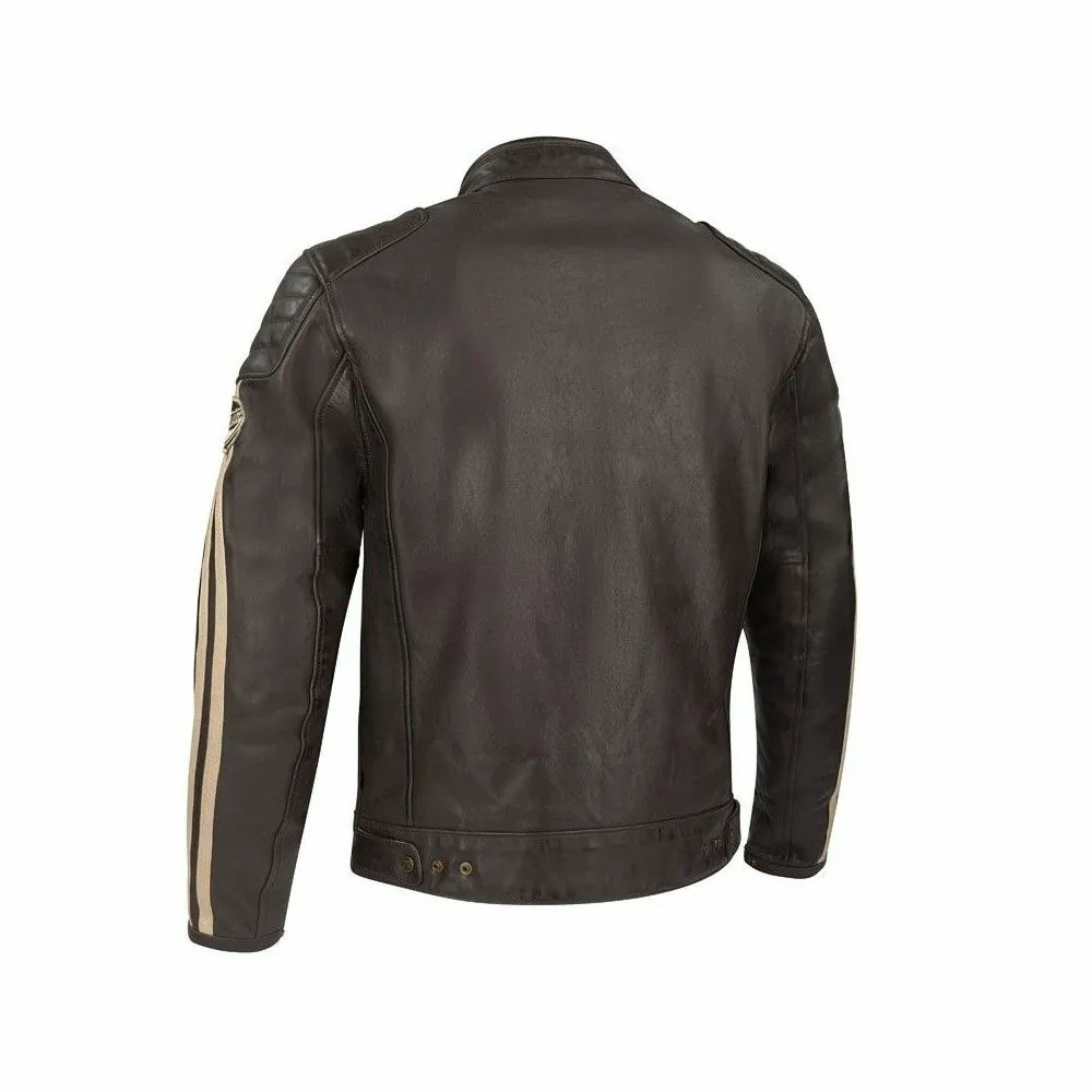 SEGURA motorcycle VENTURA vintage all seasons man leather waterproof jacket brown-beige SCB1494