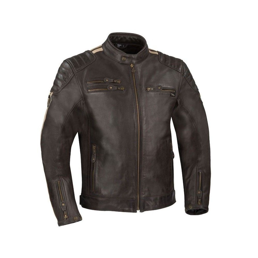 SEGURA blouson moto VENTURA cuir homme VINTAGE toutes saisons étanche marron-beige SCB1494