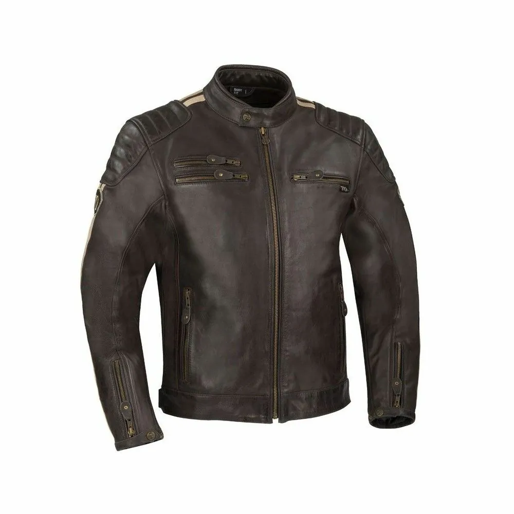 SEGURA motorcycle VENTURA vintage all seasons man leather waterproof jacket brown-beige SCB1494