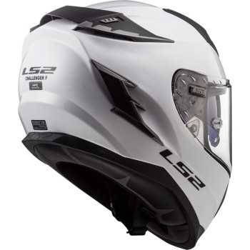 LS2 casque moto intégral en FIBRE FF327 CHALLENGER SOLID blanc brillant