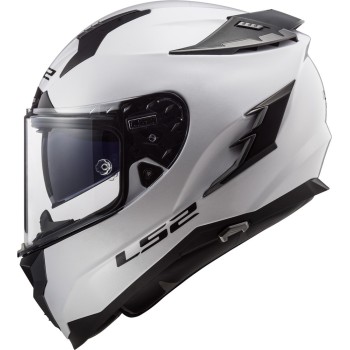 LS2 casque moto intégral en FIBRE FF327 CHALLENGER SOLID blanc brillant