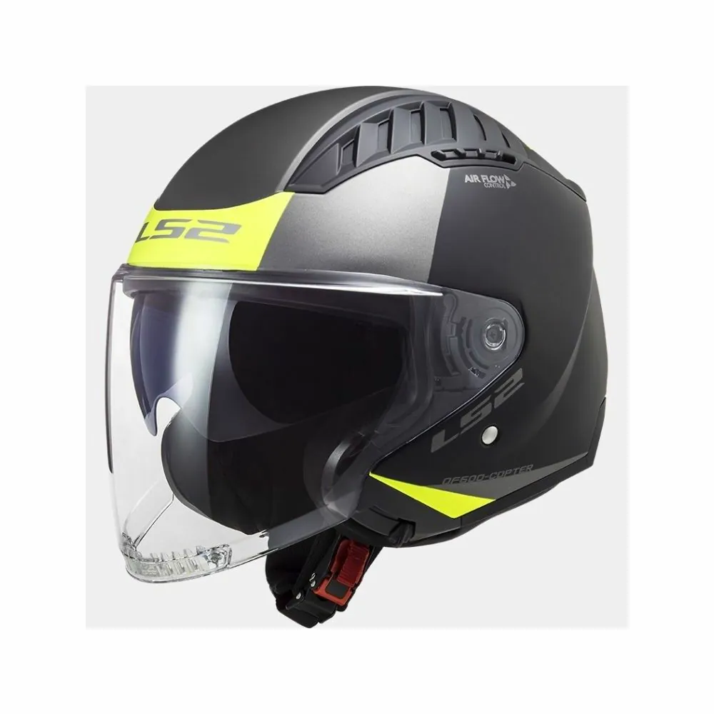 LS2 casque jet moto scooter OF600 COPTER URBAN noir fluo mat