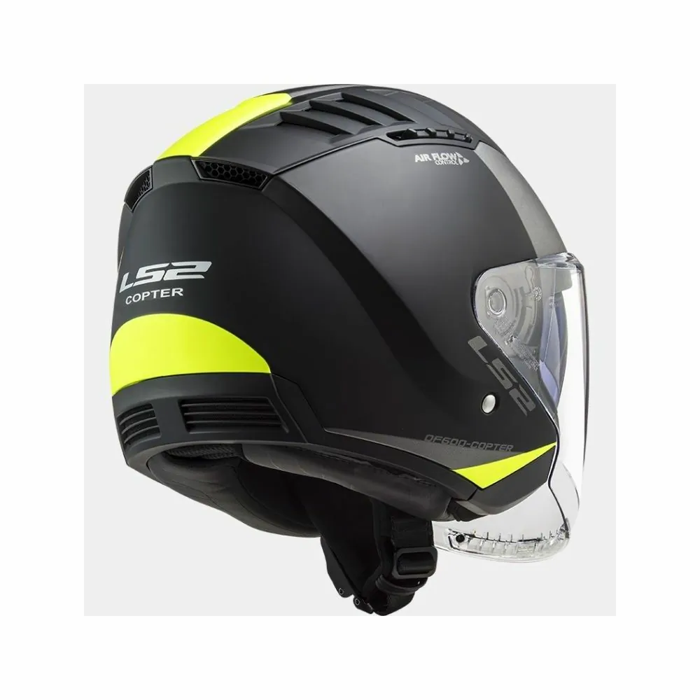 LS2 casque jet moto scooter OF600 COPTER URBAN noir fluo mat