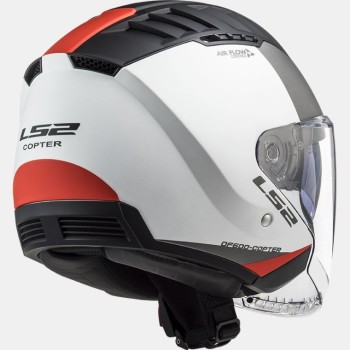 LS2 casque jet moto scooter OF600 COPTER URBAN blanc rouge mat