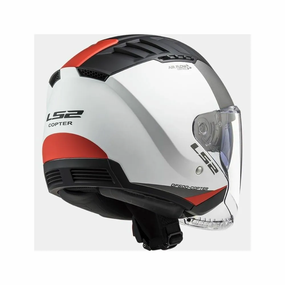 LS2 casque jet moto scooter OF600 COPTER URBAN blanc rouge mat