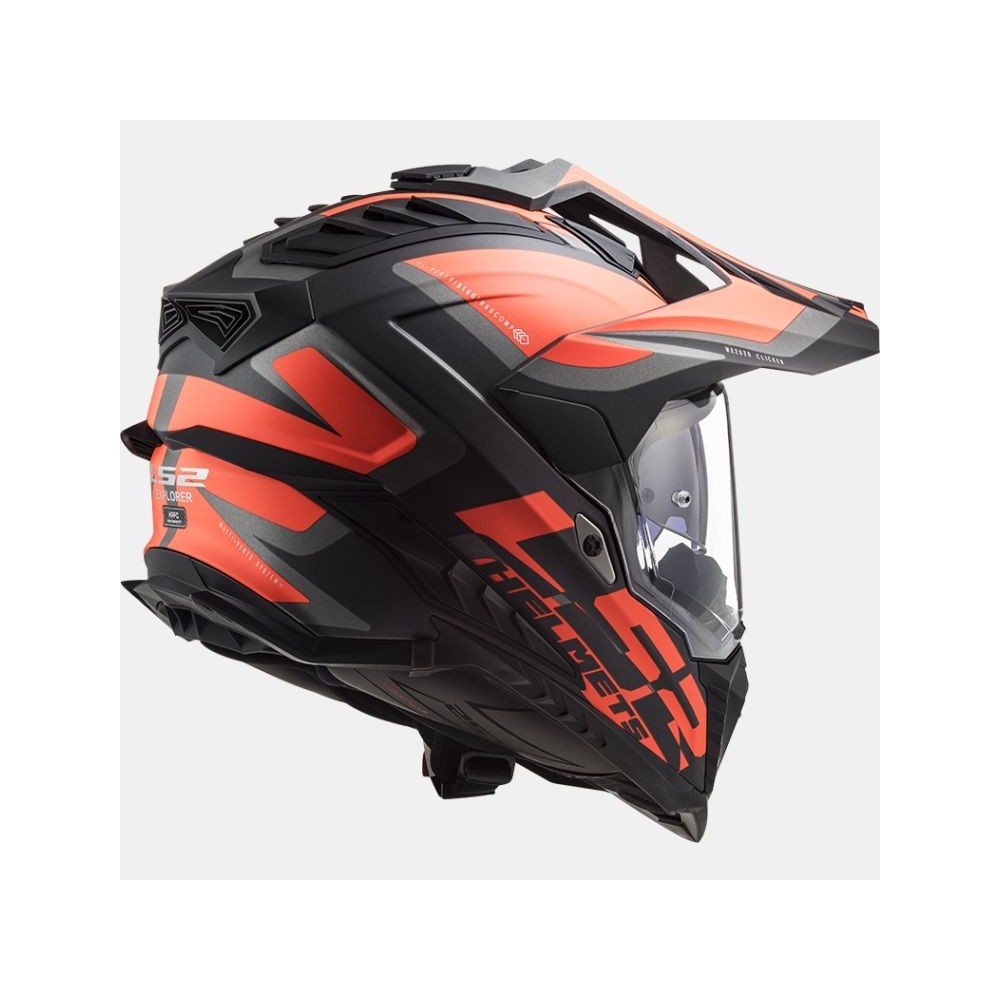 LS2 MX701 EXPLORER ALTER cross enduro quad trail helmet matt black fluo orange