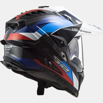 LS2 MX701 EXPLORER CARBON FRONTIER cross enduro quad trail motorcycle helmet gloss carbon blue red