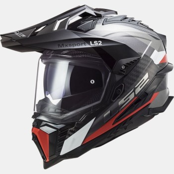 LS2 MX701 EXPLORER CARBON FRONTIER cross enduro quad trail motorcycle helmet gloss carbon titanium red