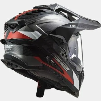 LS2 MX701 EXPLORER CARBON FRONTIER cross enduro quad trail motorcycle helmet gloss carbon titanium red