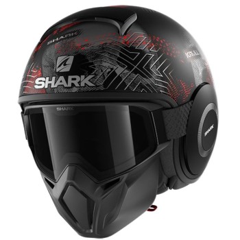 SHARK casque jet moto scooter STREET-DRAK KRULL KSR noir argent rouge mat
