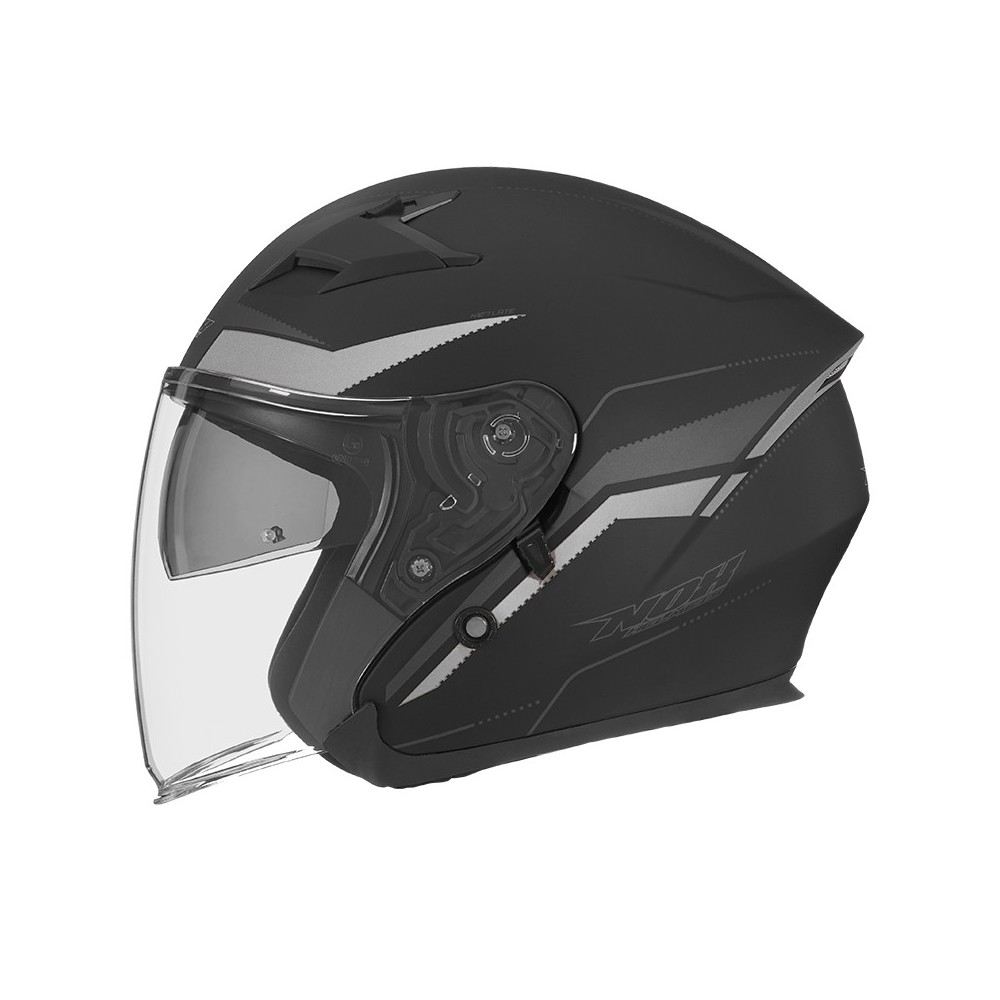 NOX jet helmet moto scooter N127 matt black late silver