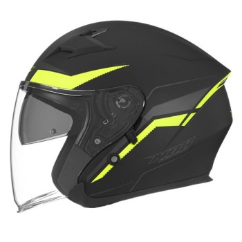 NOX jet helmet moto scooter N127 late matt black neon yellow