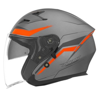 NOX jet helmet moto scooter N127 late matt titanium neon orange