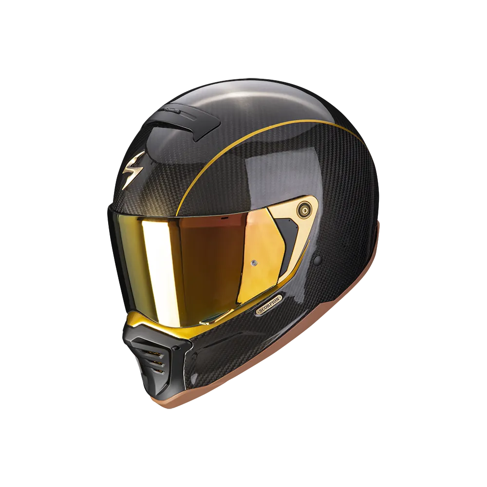 SCORPION casque PREMIUM EXO-HX1 CARBON SE SOLID moto scooter noir doré