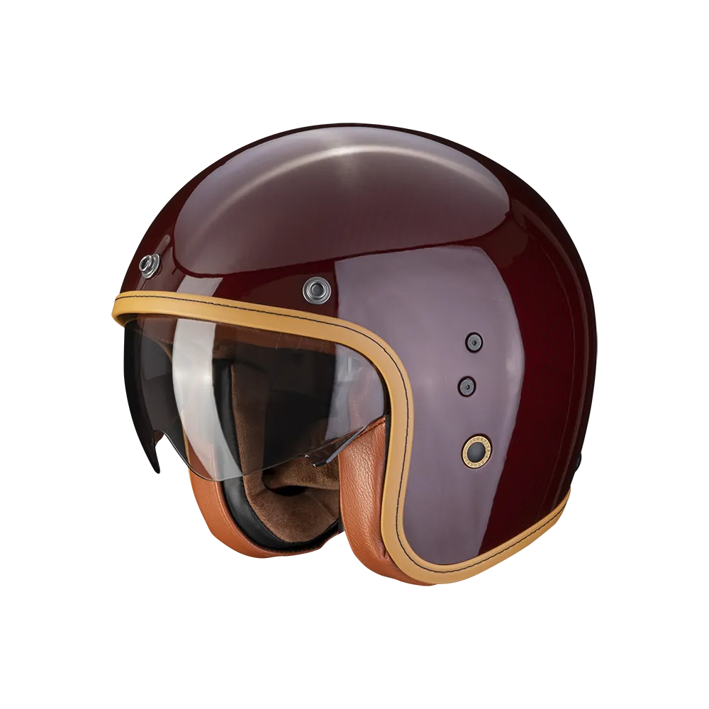 SCORPION casque PREMIUM jet BELFAST CARBON EVO SOLID moto scooter rouge