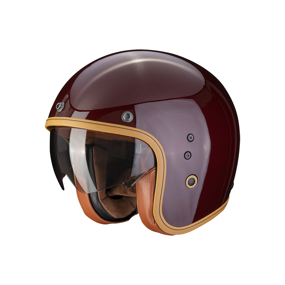 SCORPION helmet PREMIUM BELLFAST CARBON EVO SOLID jet moto scooter red