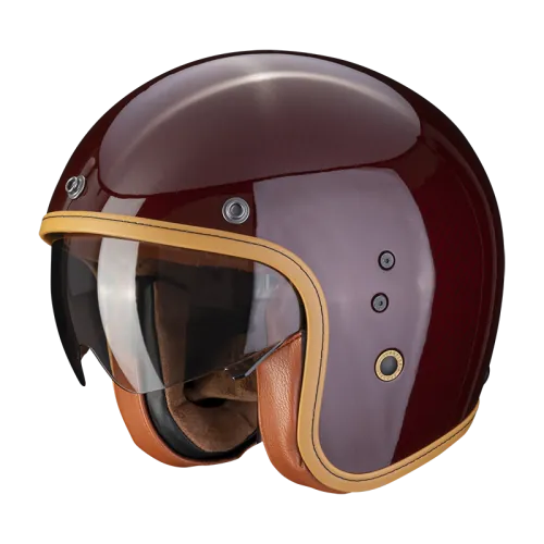 SCORPION casque PREMIUM jet BELFAST CARBON EVO SOLID moto scooter rouge