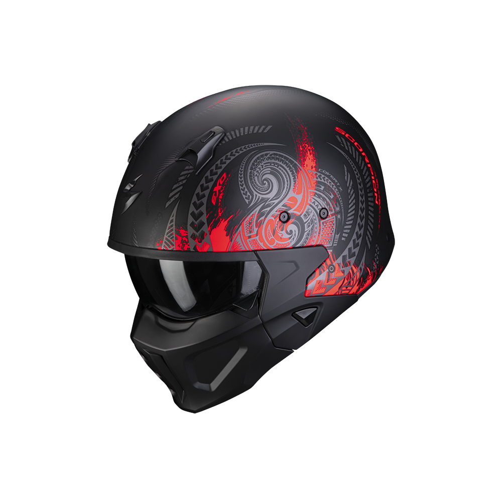 scorpion-casque-modulaire-street-fight-covert-x-tatoo-moto-scooter-noir-rouge