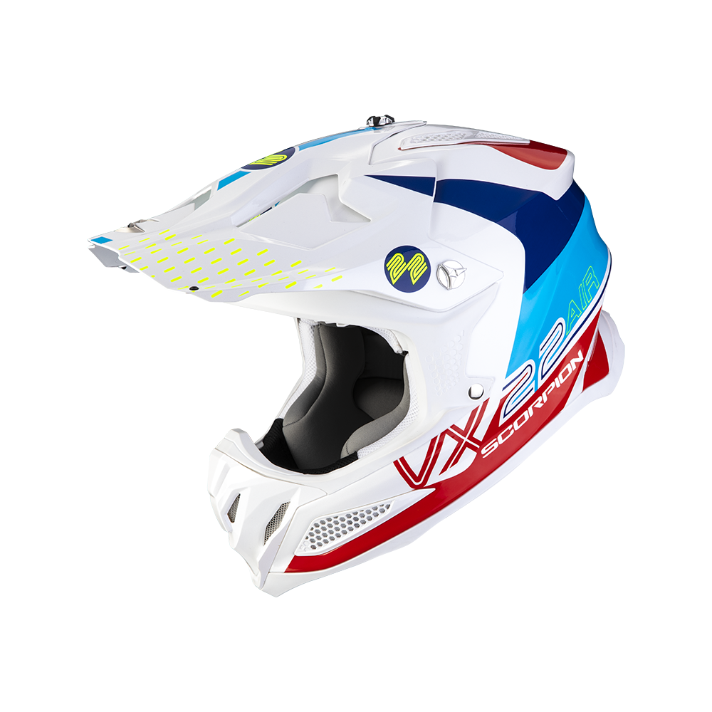 SCORPION casque jet VX-22 AIR ARES moto scooter blanc bleu rouge