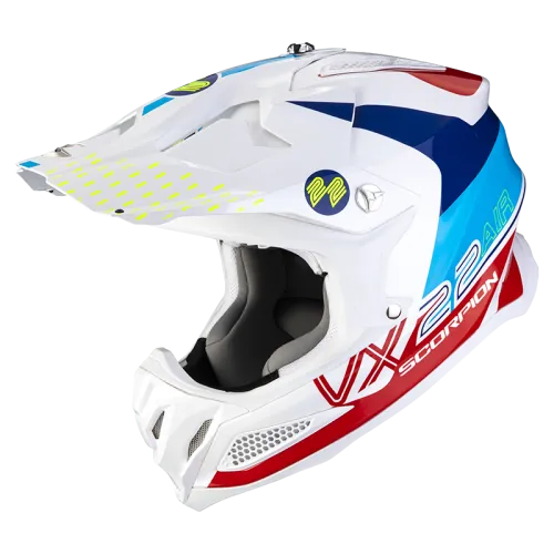 SCORPION helmet VX-22 AIR ARES jet moto scooter white blue red