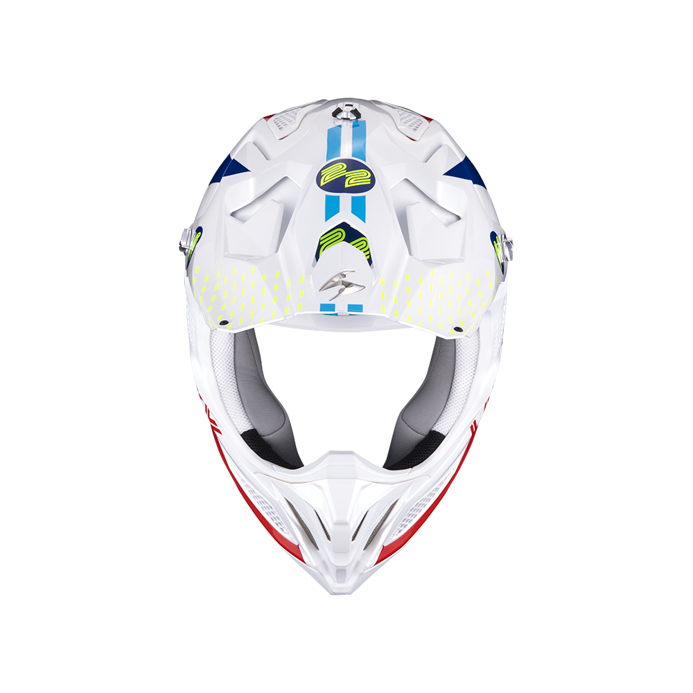 SCORPION helmet VX-22 AIR ARES jet moto scooter white blue red
