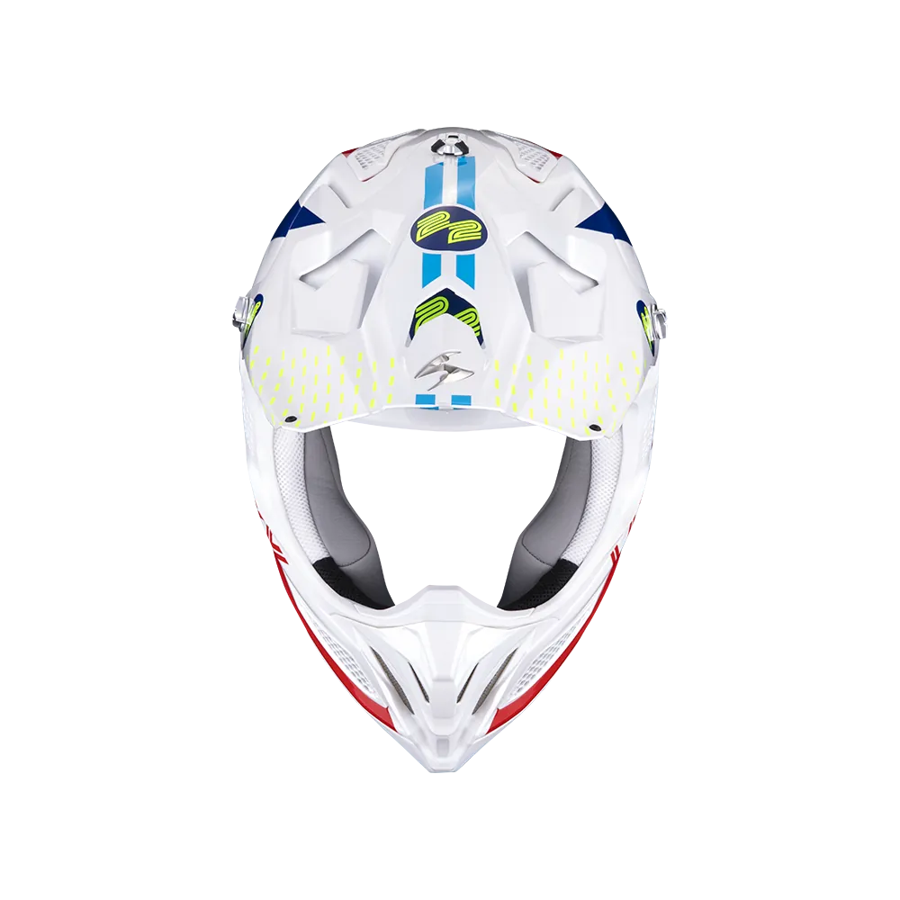 SCORPION helmet VX-22 AIR ARES jet moto scooter white blue red