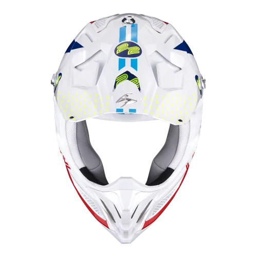 SCORPION helmet VX-22 AIR ARES jet moto scooter white blue red