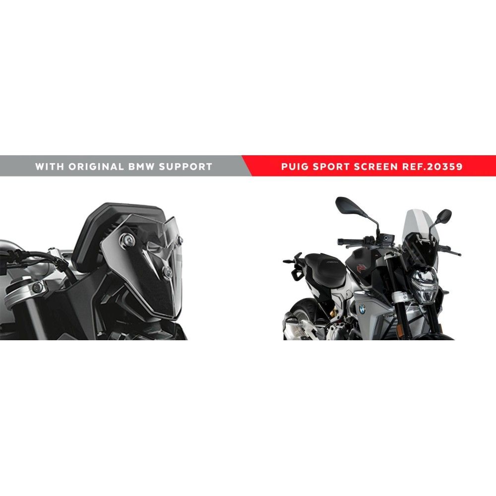 PUIG NEW GENERATION SPORT wind shield (on bmw original support) BMW F 900 R / 2020 2024 ref 20359