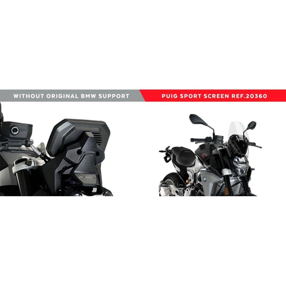 PUIG NEW GENERATION SPORT wind shield (with mounting bracket) stand BMW F 900 R / 2020 2024 ref 20360