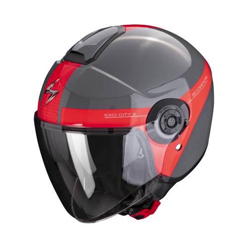 SCORPION helmet EXO-CITY II SHORT jet moto scooter Grey Red