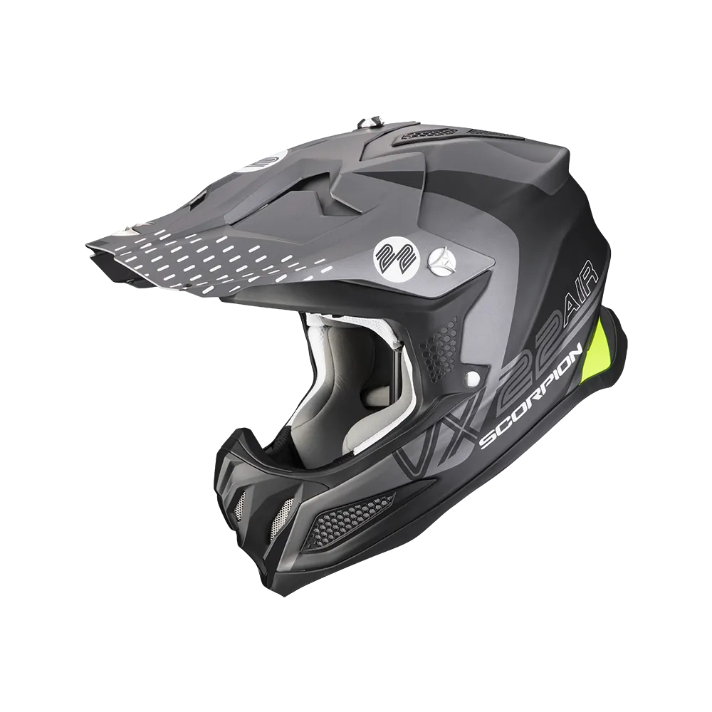 SCORPION casque cross VX-22 AIR ARES moto scooter Noir mat Argent