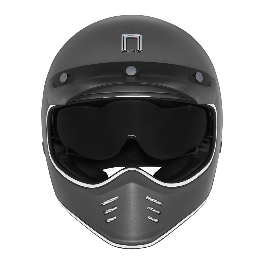 NOX motorcycle scooter cross vintage integral helmet SEVENTY matt titanium