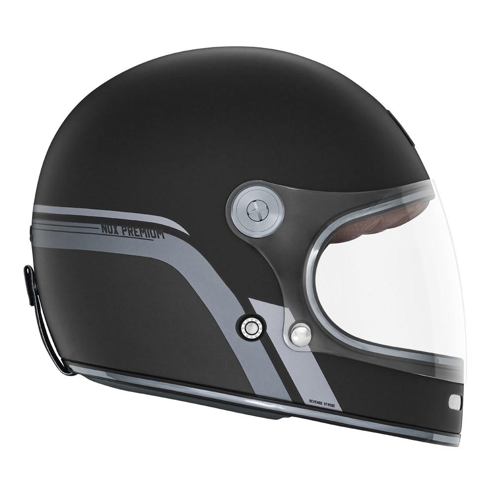 NOX motorcycle scooter vintage integral helmet REVENGE STROBE matt black / titanium