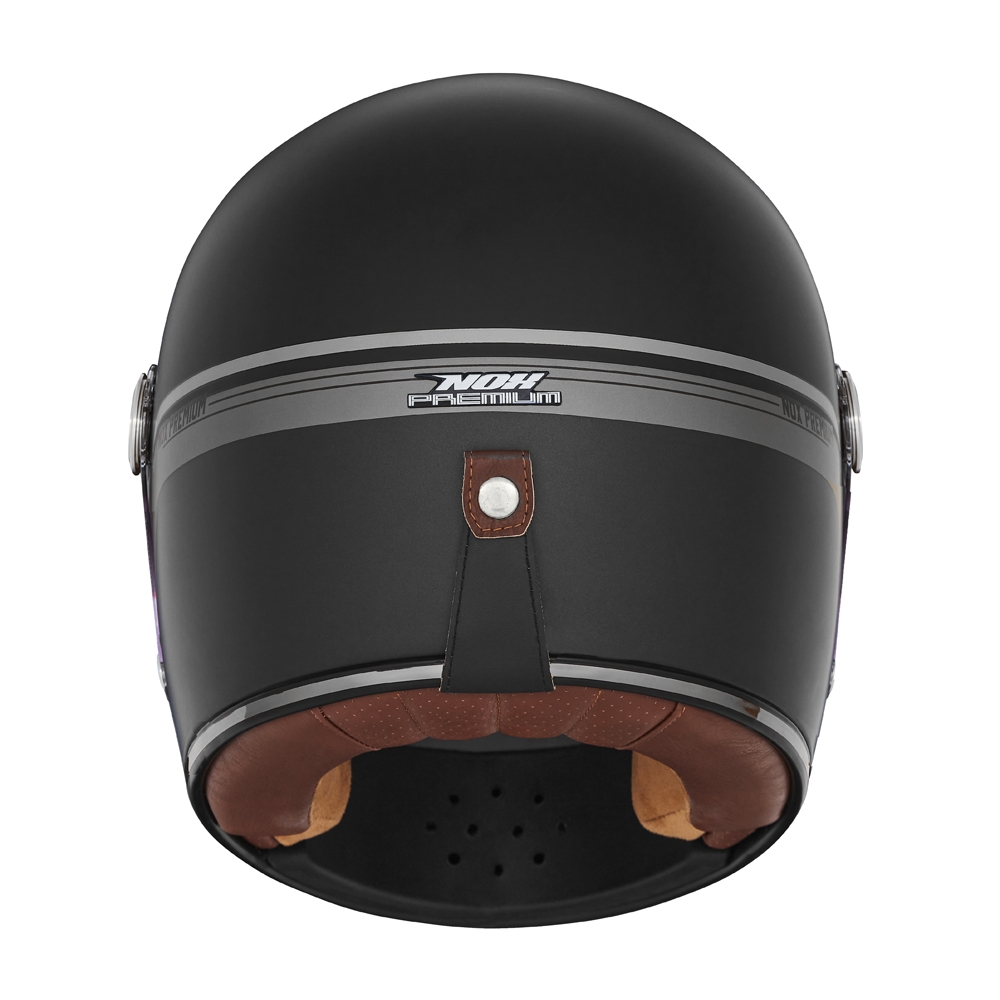 NOX motorcycle scooter vintage integral helmet REVENGE STROBE matt black / titanium