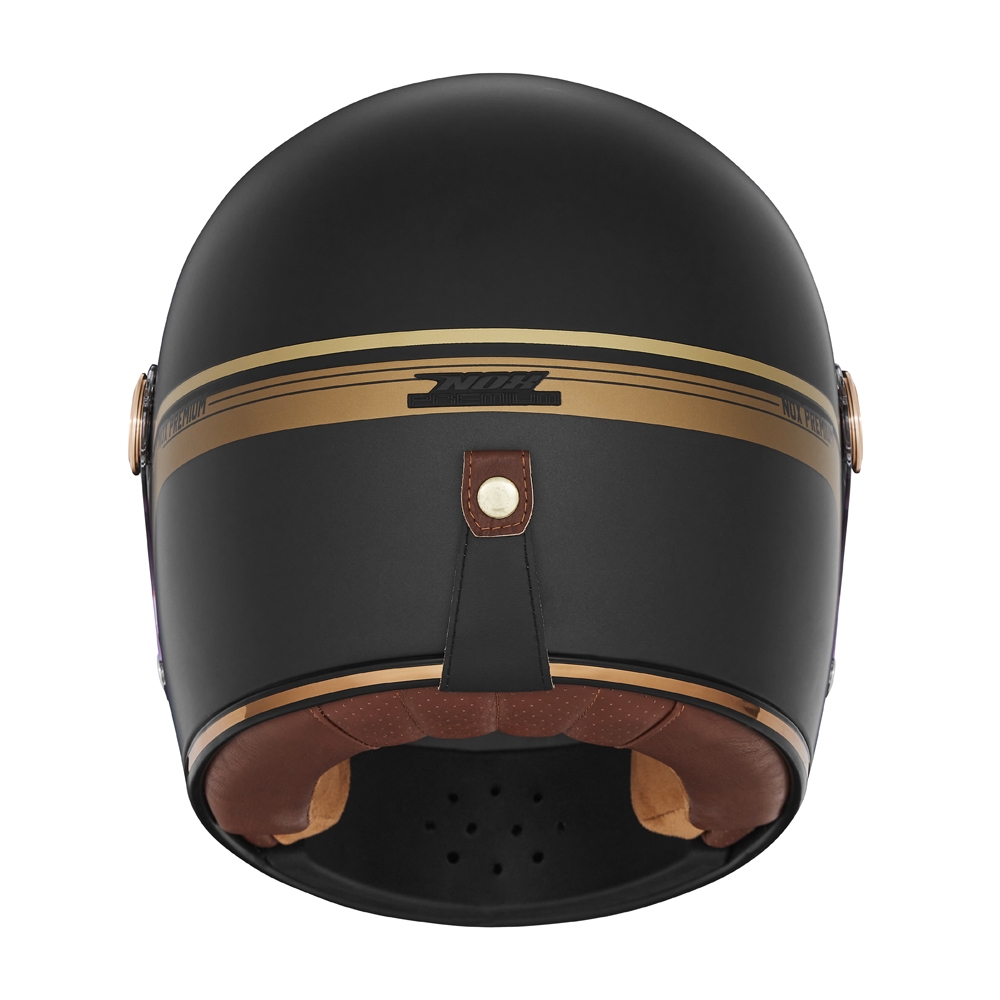NOX motorcycle scooter vintage integral helmet REVENGE STROBE matt black / gold