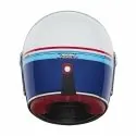 NOX casque intégral vintage moto scooter REVENGE STROBE blanc perle / bleu / rouge