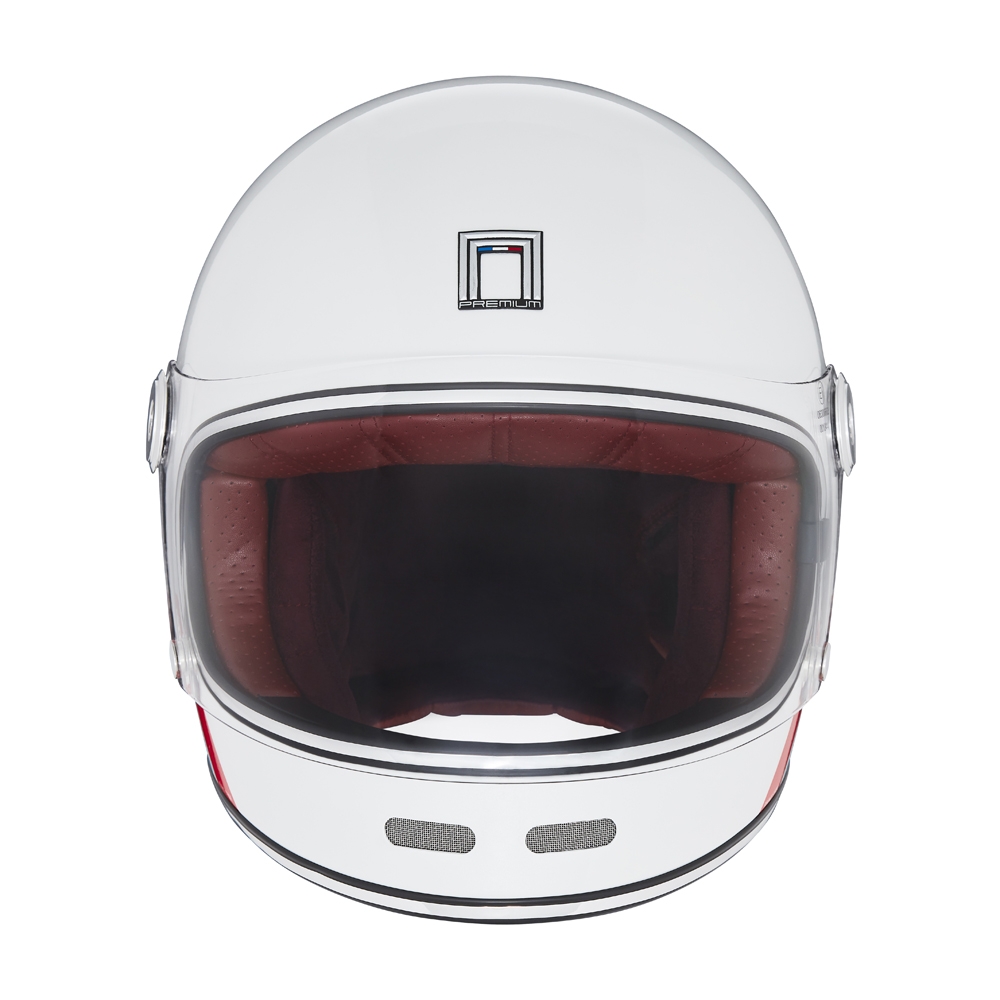 NOX motorcycle scooter vintage integral helmet REVENGE STROBE pearl white / blue / red
