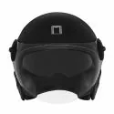 NOX casque jet vintage moto scooter HERITAGE LEATHER noir mat / cuir noir
