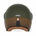 NOX casque jet vintage moto scooter HERITAGE LEATHER kaki mat / cuir marron
