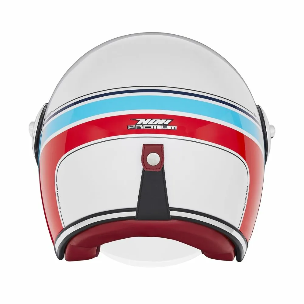 NOX vintage jet helmet moto scooter HERITAGE LINE pearl white / blue / red