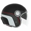 NOX casque jet vintage moto scooter HERITAGE LINE noir mat / rouge