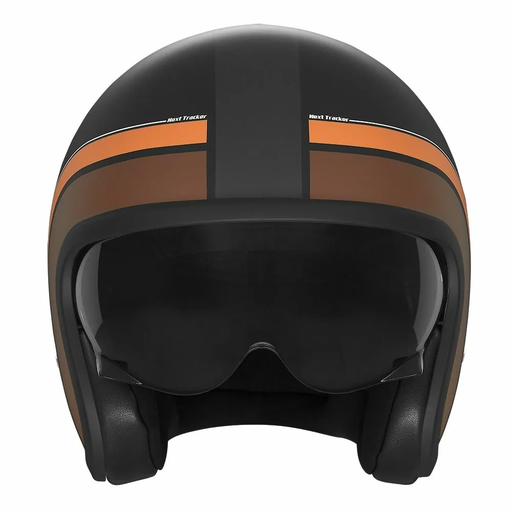 NOX casque jet vintage moto scooter NEXT TRACKER noir mat / rouille