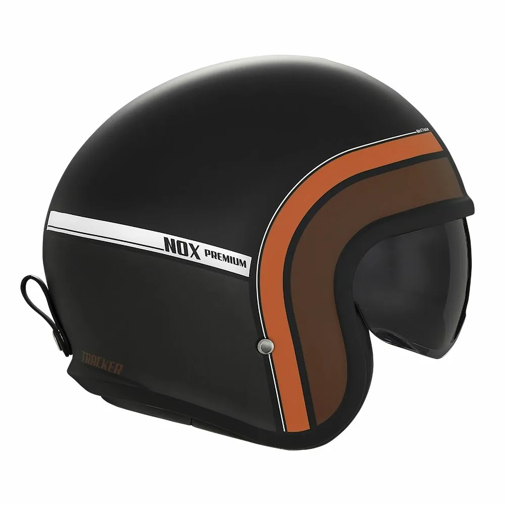 NOX casque jet vintage moto scooter NEXT TRACKER noir mat / rouille