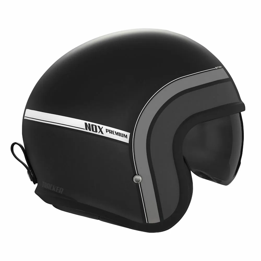 NOX casque jet vintage moto scooter NEXT TRACKER noir mat / titane